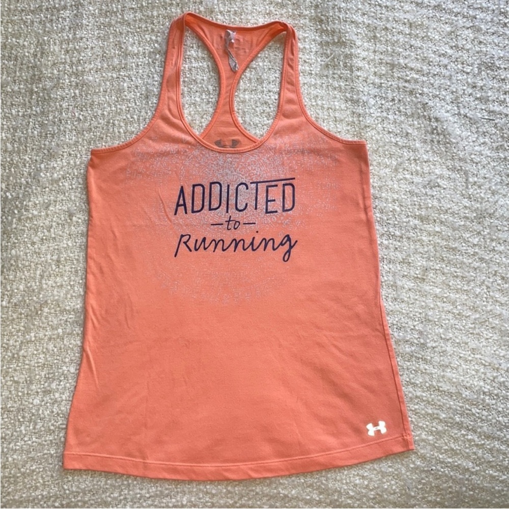 🥇UNDER ARMOUR WOMENS SMALL ORANGE HEAT GEAR TANK